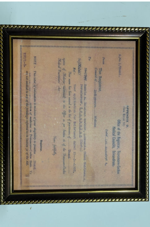Travancore Registrar Certificate